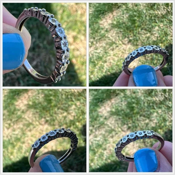 Vintage Diamond Ring Size 7 Half Infinity Starburst MP Sterling Silver 925 - Picture 9 of 12